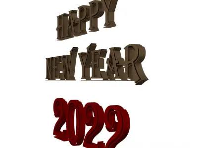 Happy New Year 2022 01 Low-poly 3D model