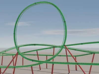 Rollercoaster 3D model Low-poly 3D model