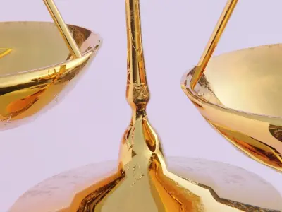 Gold Balance Scale Low-poly 3D model