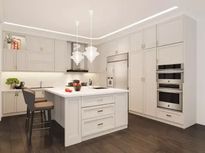 kitchen modern with cabinets and wood floors 3D model