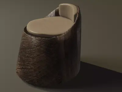 WOOD CHAIR AND TABLE  Low-poly 3D model