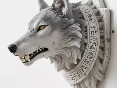wolf sculpture 3D print model shop