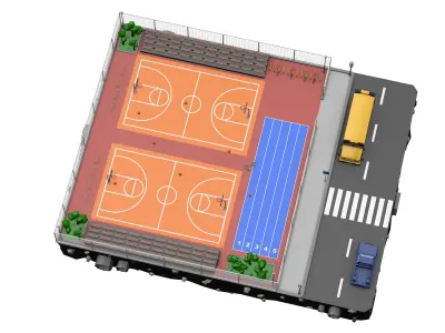 Basketball Court Low Poly Low-poly 3D model