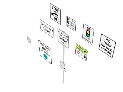 Road Sign US R10 Series Traffic Signal 3D model