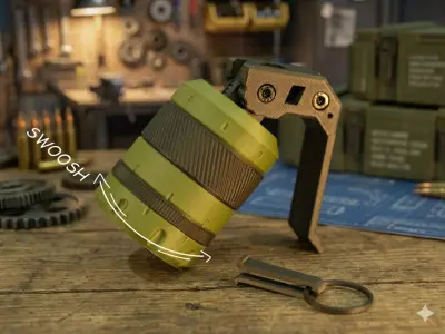 GRENADE FIDGET FUSE  FIDGET 5 IN 1 CLICK AND SPIN TOY 3D model