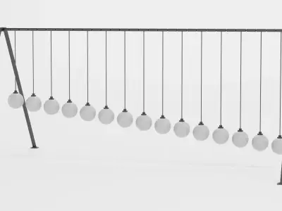 15-Ball Pendulum Waves Low-poly 3D model