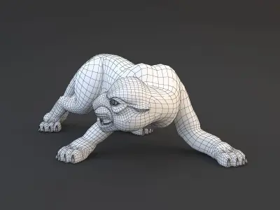 Panther gold leopard statue 3D model
