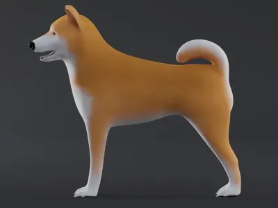 Dog Shiba Inu Low Poly Model Game AR VR Low-poly 3D model