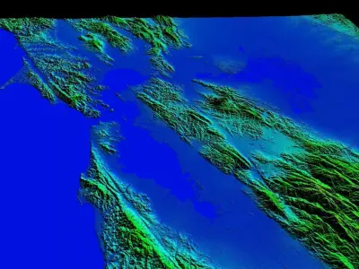 San Francisco Bay area terrain topography elevation model 3D print model