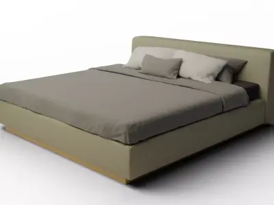 Gather Sand Upholstered King Bed 3D model