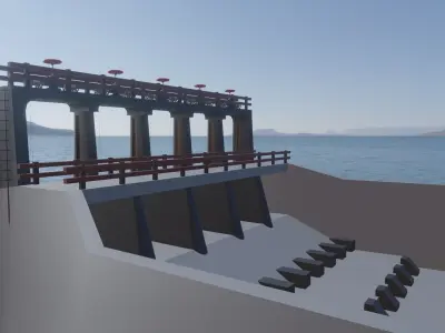 Water Dam Sluice Gate Free low-poly 3D model