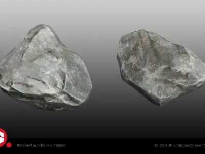 Realistic Asian Creek Rocks Set for Unreal Engine and Unity 3D Low-poly 3D model