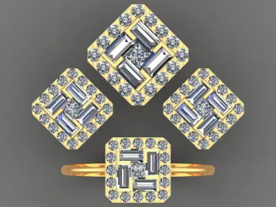 Diamond Solitaire Baguette Ring 3D print model get