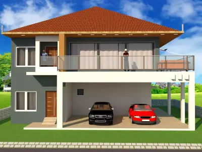 DOUBLE STORY DUPLEX EXTERIOR DESIGN  3D model