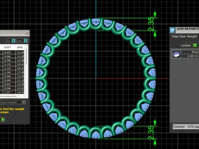 U Shaped Eternity Ring 2mm stone size swiss 15 and EU55 3D print model