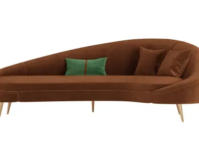 Curved High-low Back Sofa 3D model