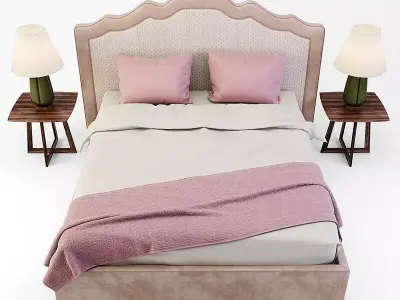 Costa Bella Laura Mid-Century Upholstered Bed  3D model