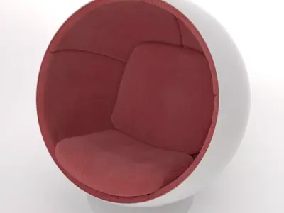 Red and White Ball Chair 3D model