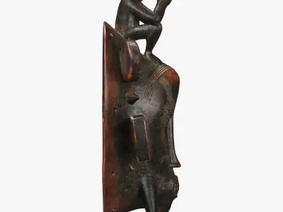 African mask Senufo Monkey Low-poly 3D model