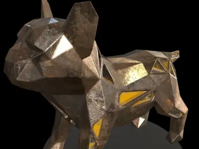 Steampunk Bulldog Puppy Low-poly 3D model