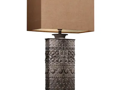 Oriental Tall Bronze Metal Nightstand bedside Table Lamp 3D model