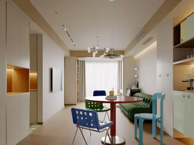 modern living room dining room interior scenes  3D model