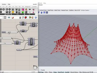 Kangaroo Parametric Tensile Structure Design Grasshopper Rhino 3D model