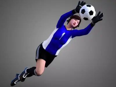 Asian Football Soccer GoalKeeper Female 3D model