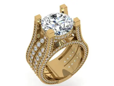 Round Diamond Ring 3637 3D print model