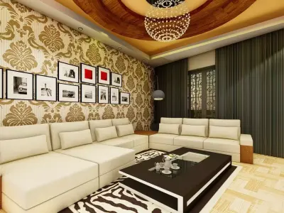 Interior scene Low-poly 3D model