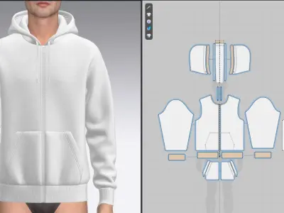 Mens Front Zip Hoodie  3D model