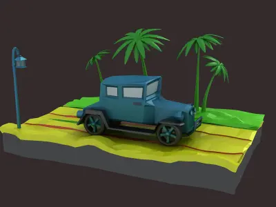 Vintage Classic car   cartoon SUV clunker machine truck  3D model