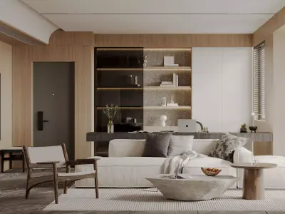 Modern living room dining room interior scenes  3D model 5