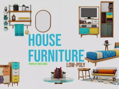 HOUSE FURNITURE  Low-poly 3D model