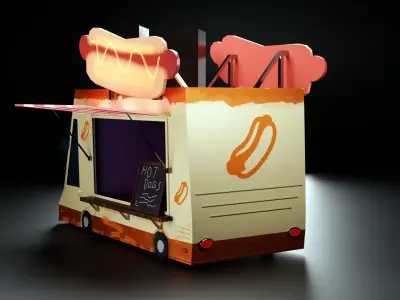 Food Truck Game Ready Low Poly Props Low-poly 3D model