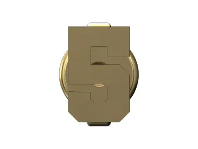 5 five number varsity font stud earring 3D print model