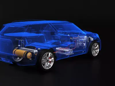 FWD Hydrogen Fuel Cell Car Chassis X-Ray 3D model