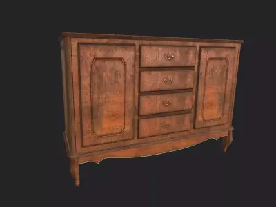 Antique Drawer Low-poly 3D model