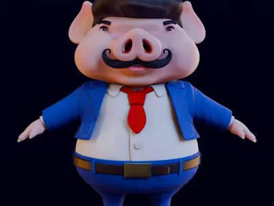 Pig 3D cartoon character 3D model