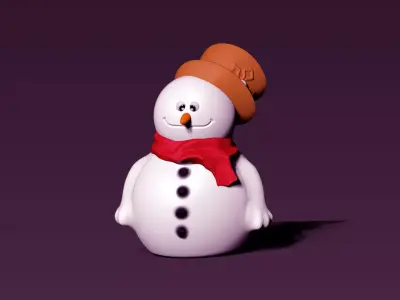 Snowman wearing hat and scarf 3D print model