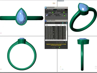 Bezel setting solitaire Pear diamond ring for engagement 3D print model