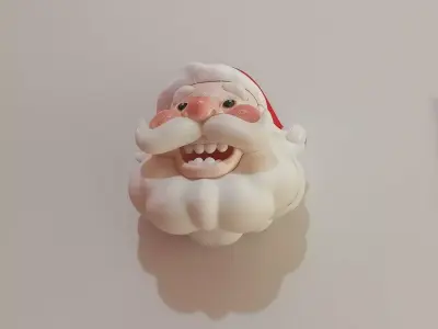 Head Santa Claus wall bust Christmas decoration 3D print model