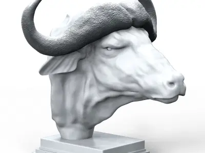  African Buffalo Head Statue 3D print model