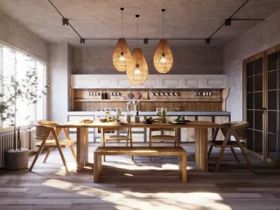 Kitchen interior scene 3D model 3D model