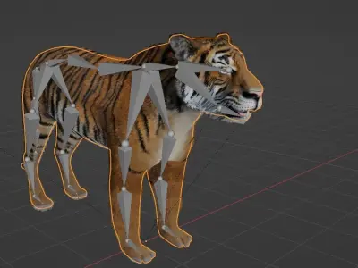 semi-realistic tiger 3d model Low-poly 3D model