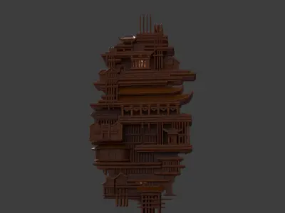 Chinese bamboo  lantern  Low-poly 3D model