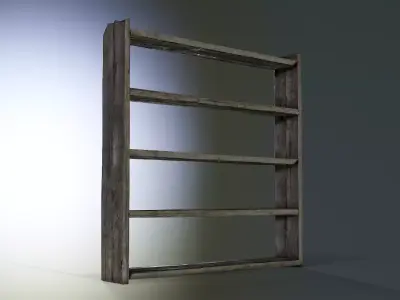 Wooden Shelves Low-poly 3D model