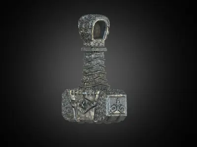 Stylized pendant Thor Hammer  3D print model