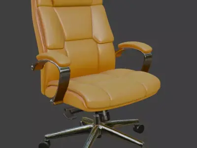 Yellow Leather Executive Office Chair High Detail 3D Model 3D model