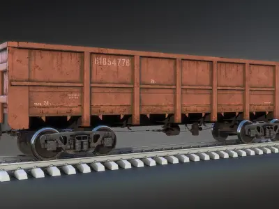 Railroad Open Wagon Low-poly 3D model